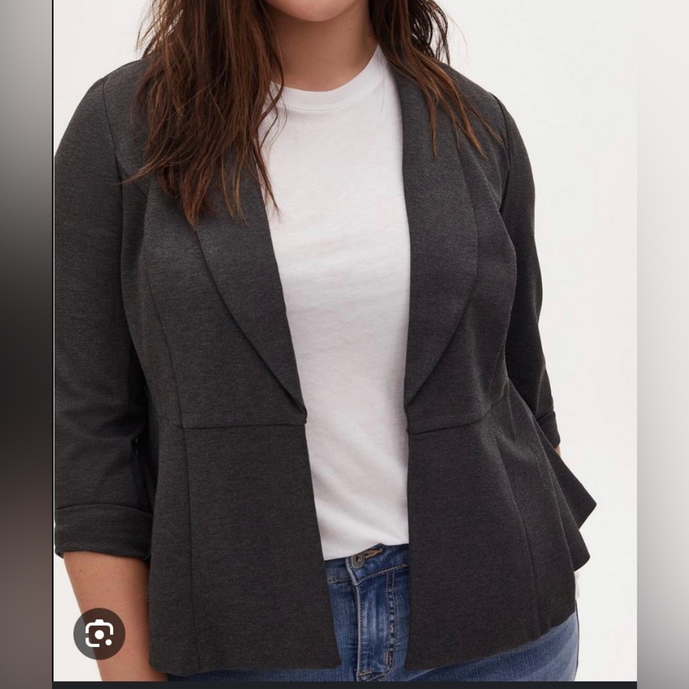 Torrid Studio Luxe Gray Peplum Blazer